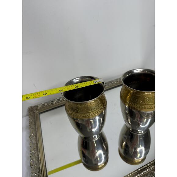 Stunning Rare Antique Silver and Brass Vases with Floral Design - Picture 9 of 10